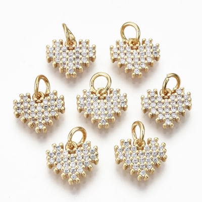 COLGANTE B/ORO CORAZON PIXELADO C/ZIRCON 9X10MM