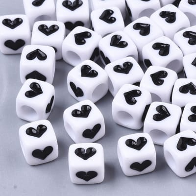 PASADOR  CUBO CORAZON ACRILICO BLANCO 6MM (12)