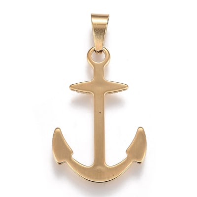 COLGANTE ACERO INOX. ANCLA DORADA 37X25MM1