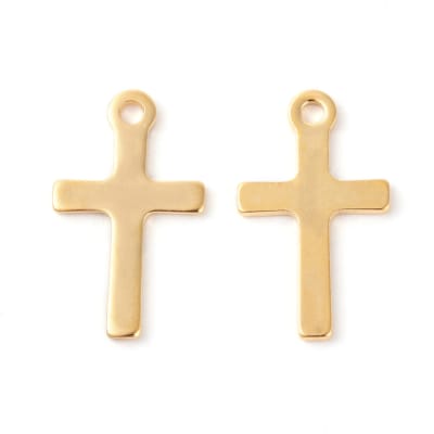COLGANTE ACERO INOX. CRUZ DORADA 16X10MM1