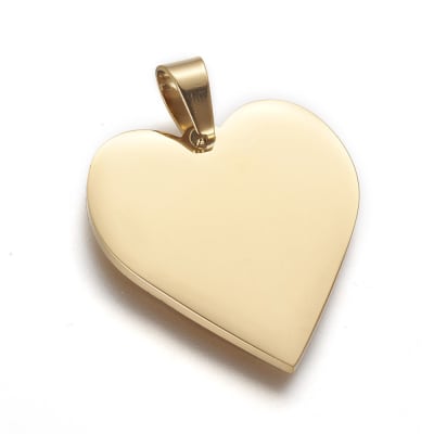 COLGANTE ACERO INOX. CORAZON DORADO 25X23MM