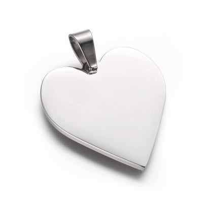 COLGANTE ACERO INOX. CORAZON PLATEADO 25X23MM2