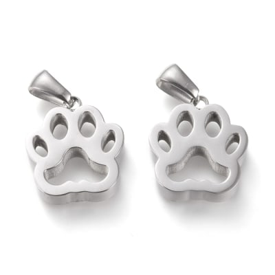 COLGANTE ACERO INOX. HUELLA CANINA PLATEADA 17X15MM