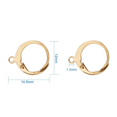 BASE DE ARO ACERO INOX. B/O 24K ARGOLLA HUGGIE 14X12MM