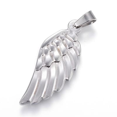 COLGANTE ACERO INOX. ALA DE ANGEL PLATEADO 35X14MM1