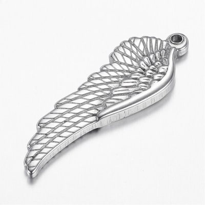 COLGANTE ACERO INOX. ALA DE ANGEL GRANDE 38X13MM1