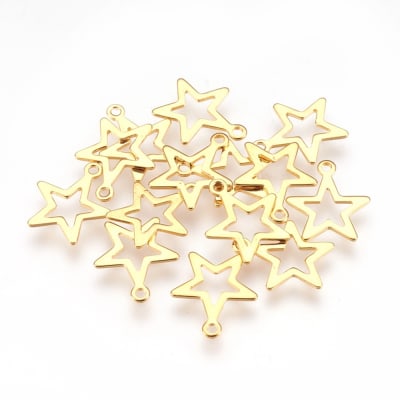 COLGANTE ACERO INOX. ESTRELLA HUECA DORADO 14X12MM1