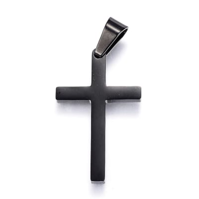 COLGANTE ACERO INOX. CRUZ GUNMETAL 32X20MM