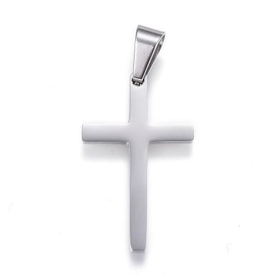 COLGANTE ACERO INOX. CRUZ PLATEADO 32X20MM1