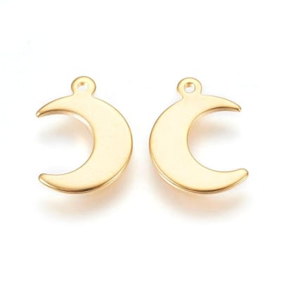 COLGANTE ACERO INOX. LUNA PLANA DORADO 15X11MM