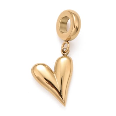 COLGANTE ACERO INOX. CHARM CORAZON DORADO 27MM2