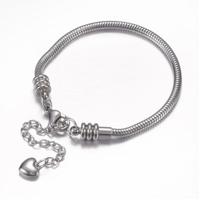 PULSERA ACERO INOX. ESTILO EUROPEO 19CM CORAZON