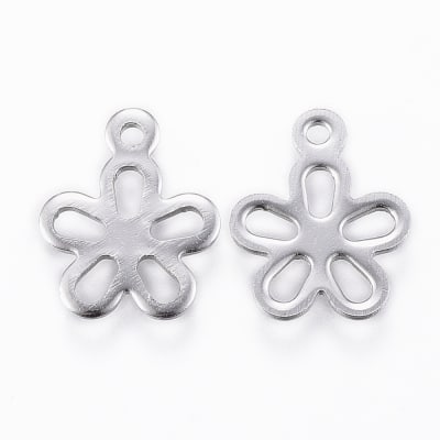 COLGANTE ACERO INOX. FLOR HUECA 14X11MM