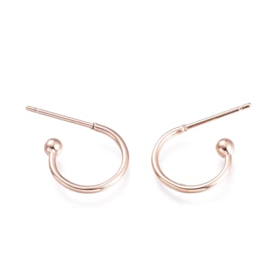 PENDIENTES BAÑO DE ORO ROSA FORMA GANCHO 12X18MM