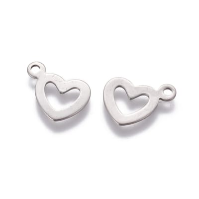 COLGANTE ACERO INOX. CORAZON HUECO 14X10MM
