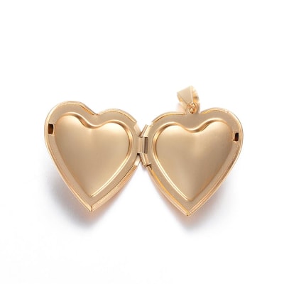 COLGANTE ACERO INOX. CORAZON LOCKET DORADO 29MM