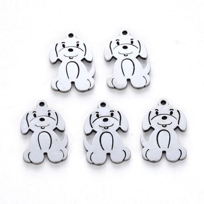 COLGANTE ACERO INOX. PERRO ANIMADO 17X11MM