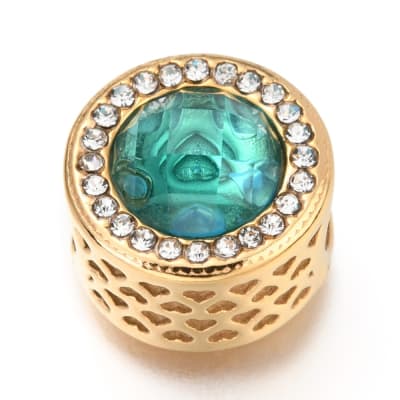 PASADOR ACERO DORADO PLANO REDONDO TURQUESA 12X10MM