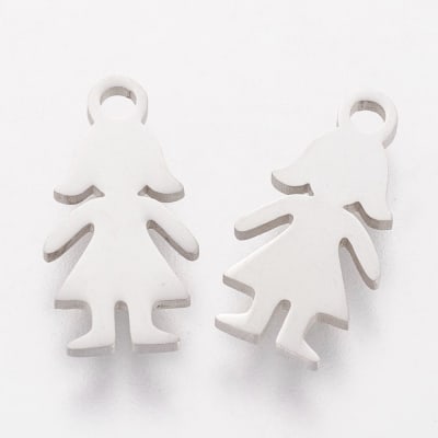 COLGANTE ACERO INOX. SILUETA DE NIÑA 14X7MM1