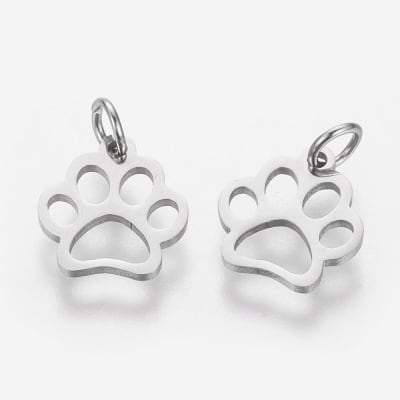 COLGANTE ACERO INOX. HUELLA DE CANINO HUECA 13X12MM1