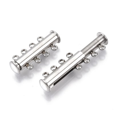 BROCHE TERMINAL CON 8 ARGOLLAS ACERO INOX. 24X10MM