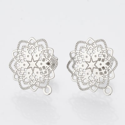 BASE DE ARO ACERO INOX. FLOR MANDALA ESTRELLA 17X15MM