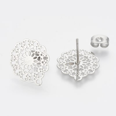 BASE DE ARO ACERO INOX. FLOR MANDALA 16X14MM