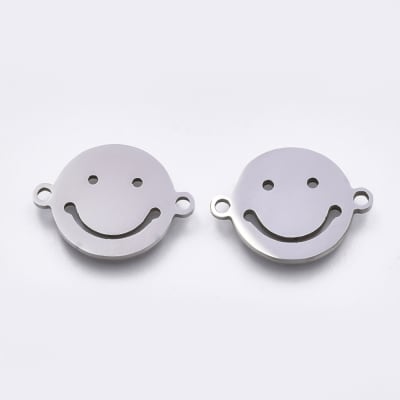 CONECTOR ACERO INOX. CARA SONRIENTE PLATEADO 12X16MM