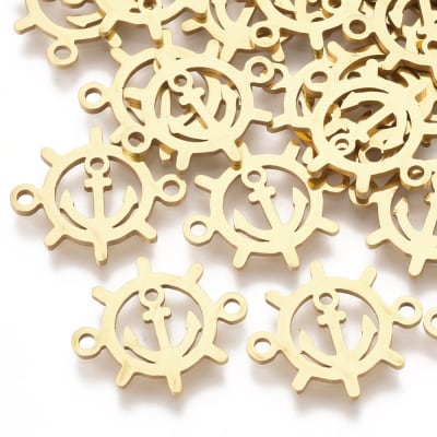 CONECTOR ACERO INOX. TIMON CON ANCLA DORADA 17X15MM1