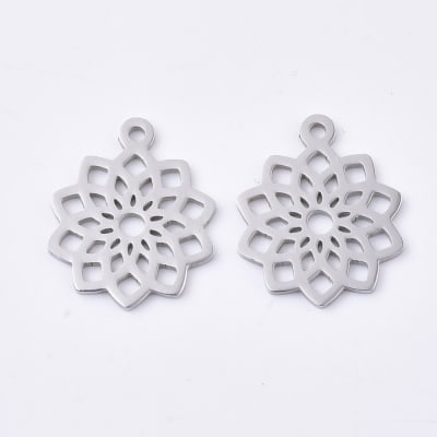 COLGANTE ACERO INOX. FLOR MANDALA 19X16MM1