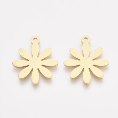 COLGANTE ACERO INOX. FLOR DORADO 19X16MM