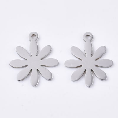 COLGANTE ACERO INOX. FLOR PLANA 19X16MM