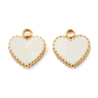 COLGANTE ACERO INOX. CORAZON PLANO ESMALTADO 11X10MM