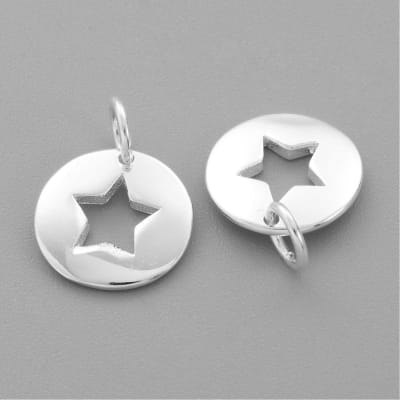 COLGANTE PLATA ESTERLINA ESTRELLA PLANA HUECA 14X11MM