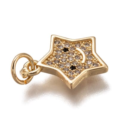 COLGANTE B/ORO ESTRELLA CARITA FELIZ CON ZIRCONES 13X11MM1