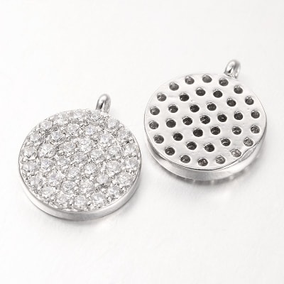 COLGANTE B/PLATINO CIRCULO PLANO CON ZIRCONES 11MM