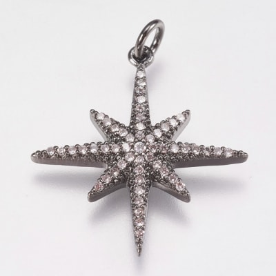 COLGANTE ESTRELLA 8 PUNTAS CON ZIRCONES GUNMETAL 25X23MM2