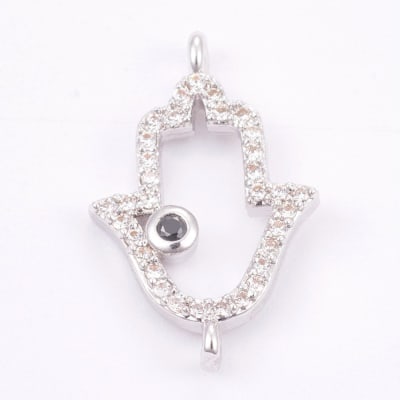 CONECTOR BAÑO DE PLATINO MANO DE FATIMA CON ZIRCONES 19X12MM1