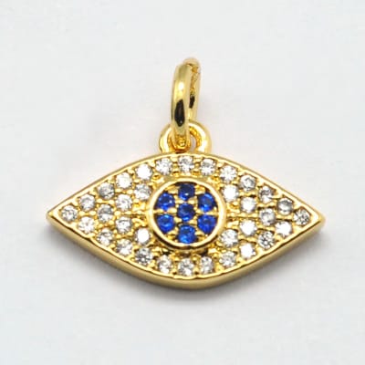 COLGANTE B/ORO OJO AZUL ZIRCONES 9X14MM1