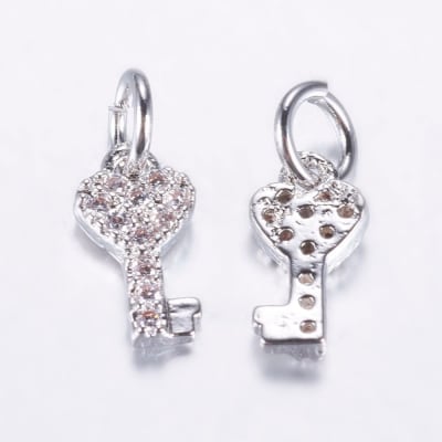 COLGANTE B/PLATINO LLAVE CORAZON CON ZIRCONES 10X5MM
