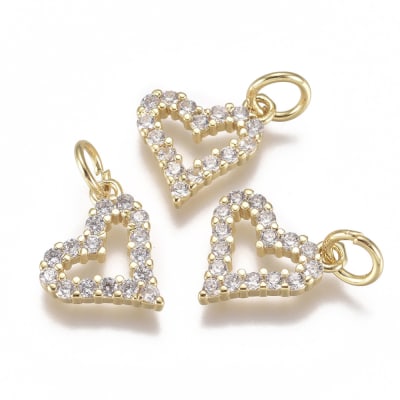 COLGANTE B/ORO MINI CORAZON HUECO CON ZIRCONES 10MM
