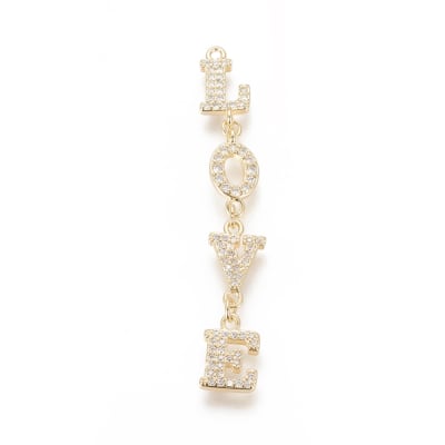 COLGANTE B/ORO LETRAS LOVE CON ZIRCONES 62X9MM