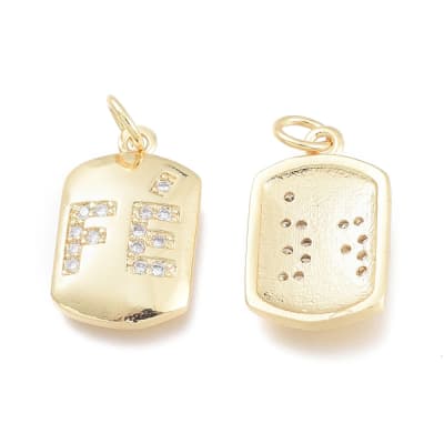 COLGANTE B/ORO RECTANGULO FE CON ZIRCONES 13X8MM