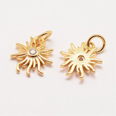 COLGANTE B/ORO FLOR SOL CON ZIRCON 12X11MM1