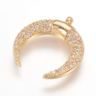 COLGANTE B/ORO LUNA INVERTIDA CON ZIRCONES 18X17MM