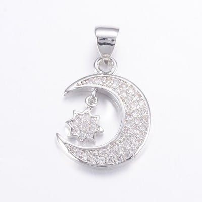 COLGANTE B/PLATINO LUNA Y ESTRELLA COLGANTE CON ZIRCONES 18X14MM1