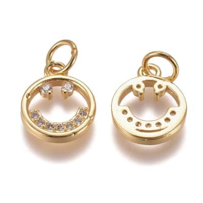 COLGANTE B/ORO CARITA FELIZ CON ZIRCONES 12X10MM