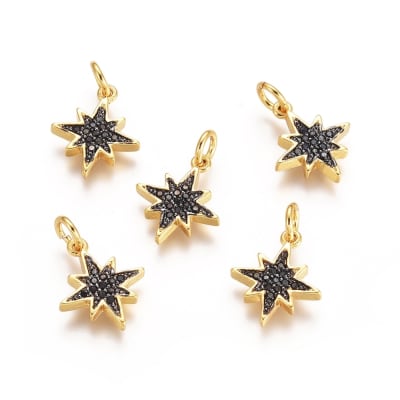 COLGANTE B/ORO ESTRELLA GUIA ZIRCONES NEGROS 14X12MM1
