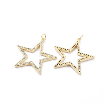 COLGANTE B/ORO ESTRELLA HUECA CON ZIRCONES 31X30MM1
