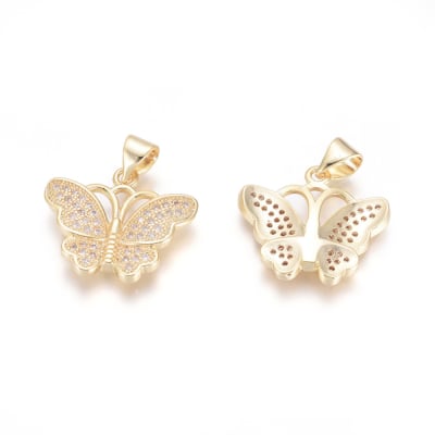 COLGANTE B/ORO MARIPOSA CON ZIRCONES 17X19MM1